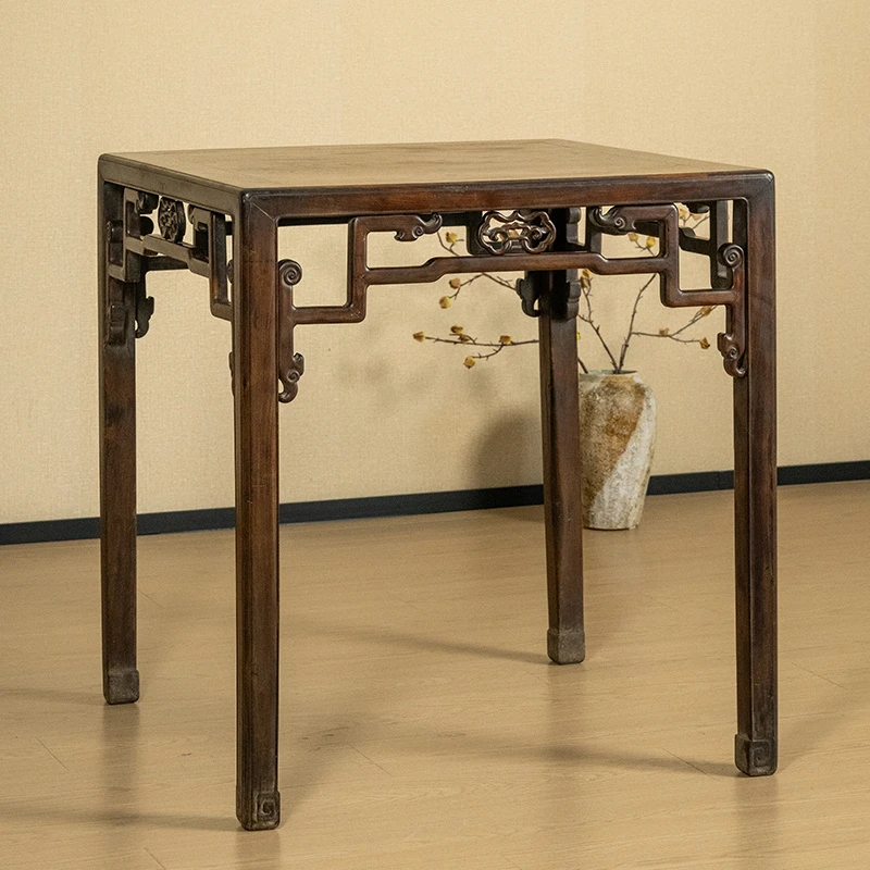 清代 红木攒牙子如意卡子花四面平方桌 古董家具