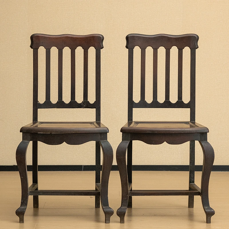 民国 红木海派靠背椅（一对） 老物件古董家具收藏真品大红酸枝椅子