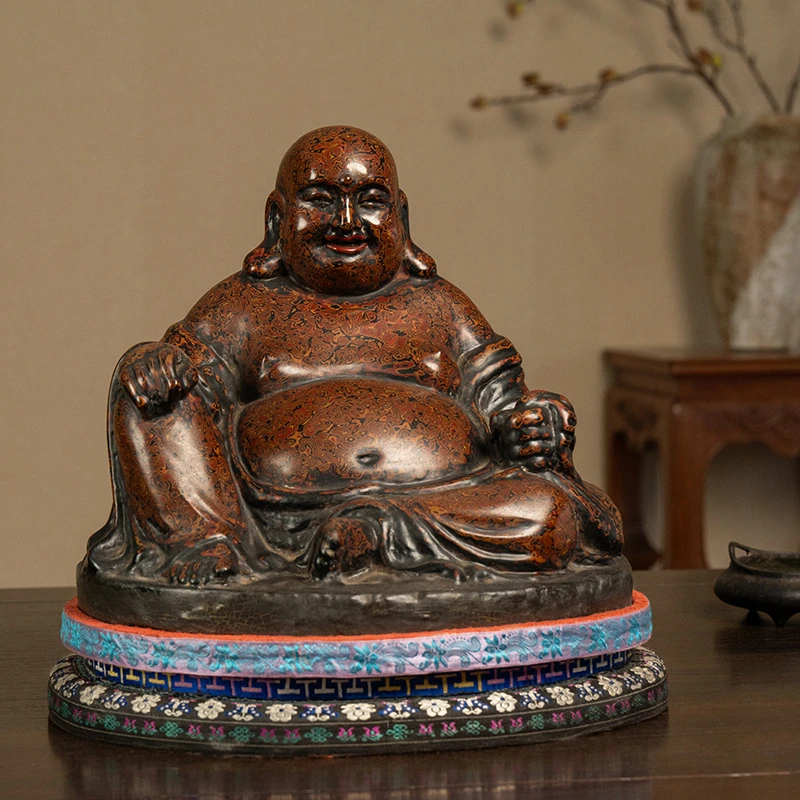 清代 犀皮漆弥勒佛像 古董收藏品