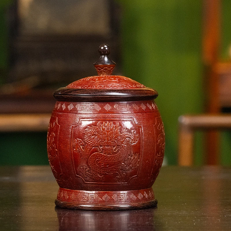 清光绪 葫芦压花龙纹缶 古董收藏品