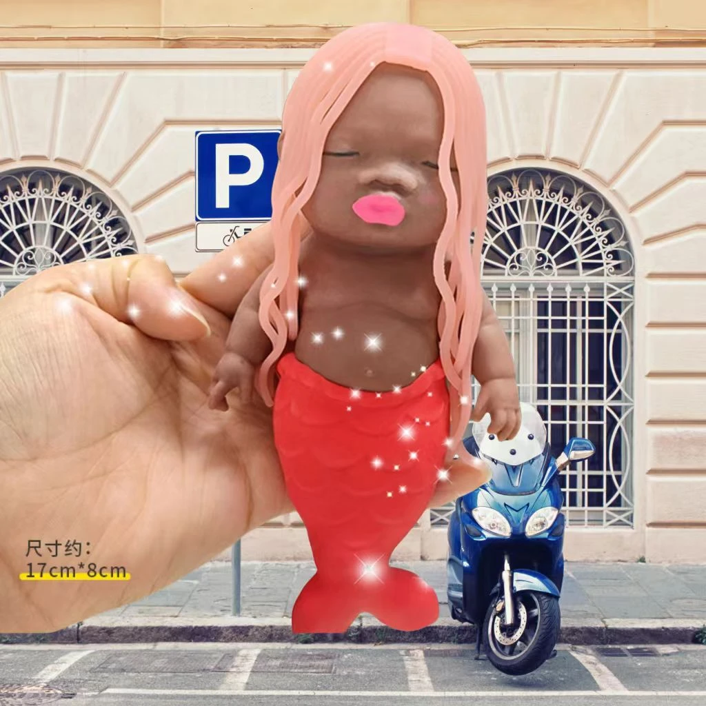 新款掌心美人鱼娃娃解压玩具捏捏乐丑萌大黑娃可爱充沙学生礼物