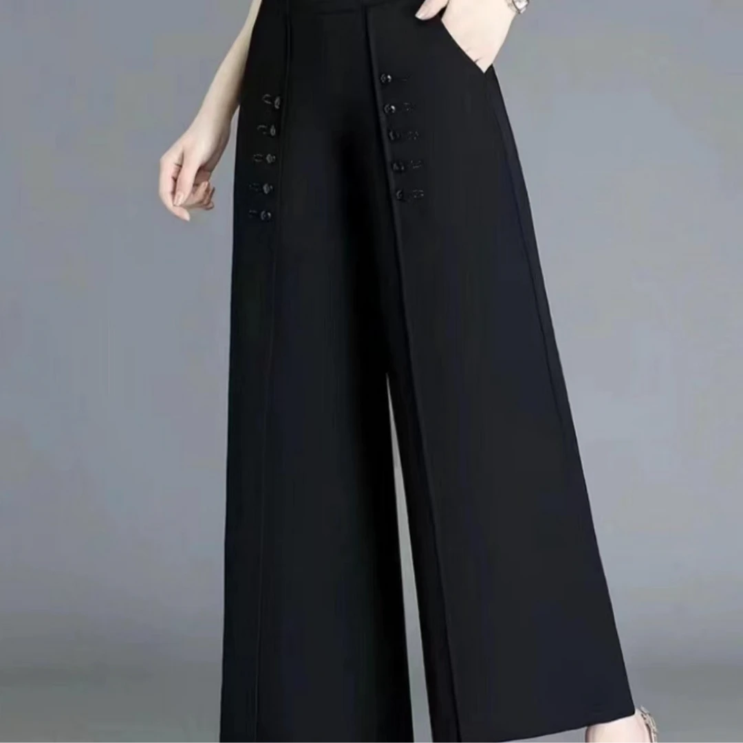 韩版百搭高腰显瘦阔腿裤