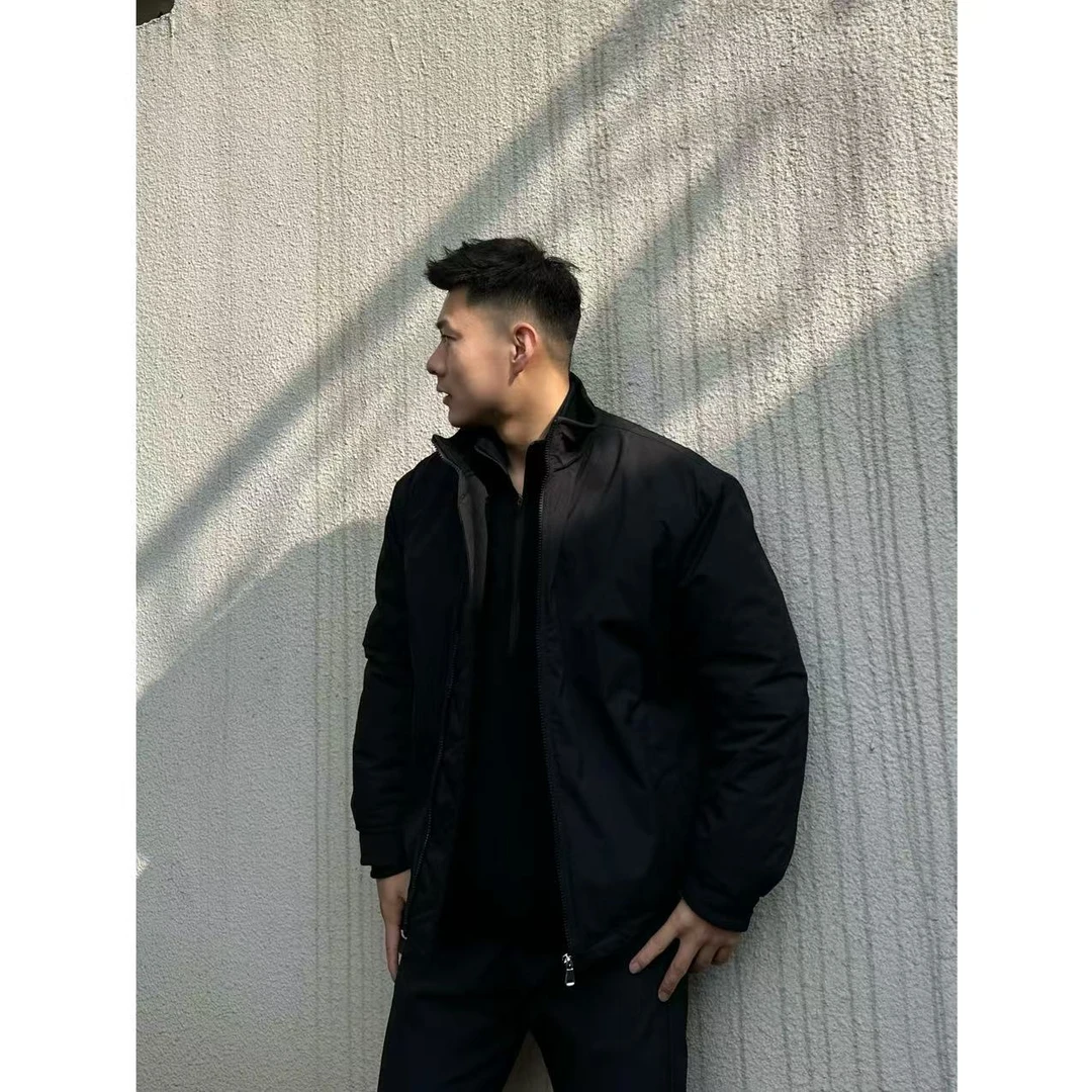 （春昂）冬季百搭户外时尚男士情侣休闲黑色保暖立领加厚宽松棉服