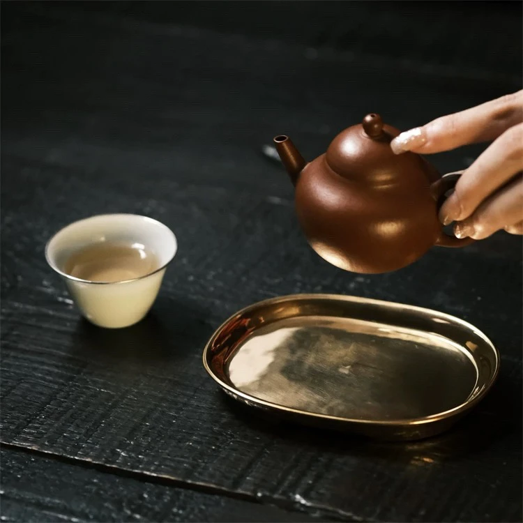 手作瓷泥金彩壶承 点心盘 茶点盘