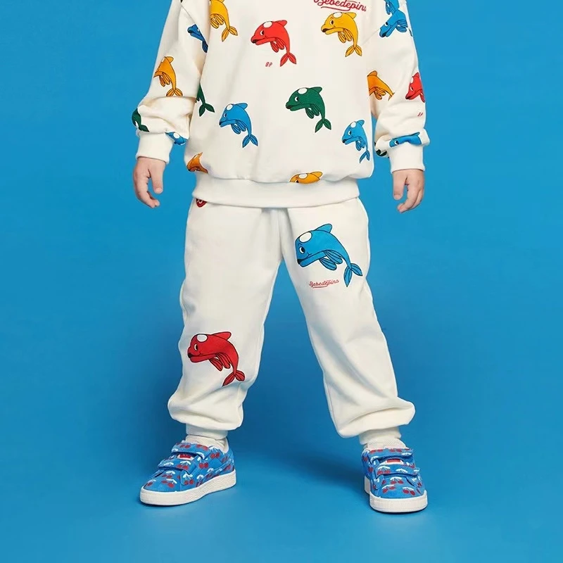 kz841海豚米色儿童卫裤百搭休闲宽松款