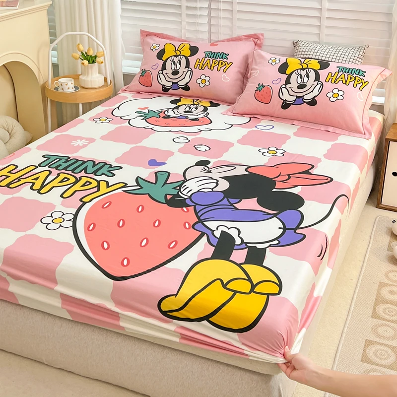 迪士尼正版授权纯棉床笠单件卡通席梦思床垫保护套全棉1.5米床罩