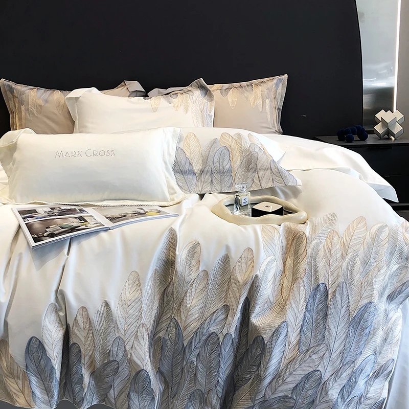 XIQU喜趣 高端轻奢风140支匹马棉设计师原创高档全棉四件套床上用