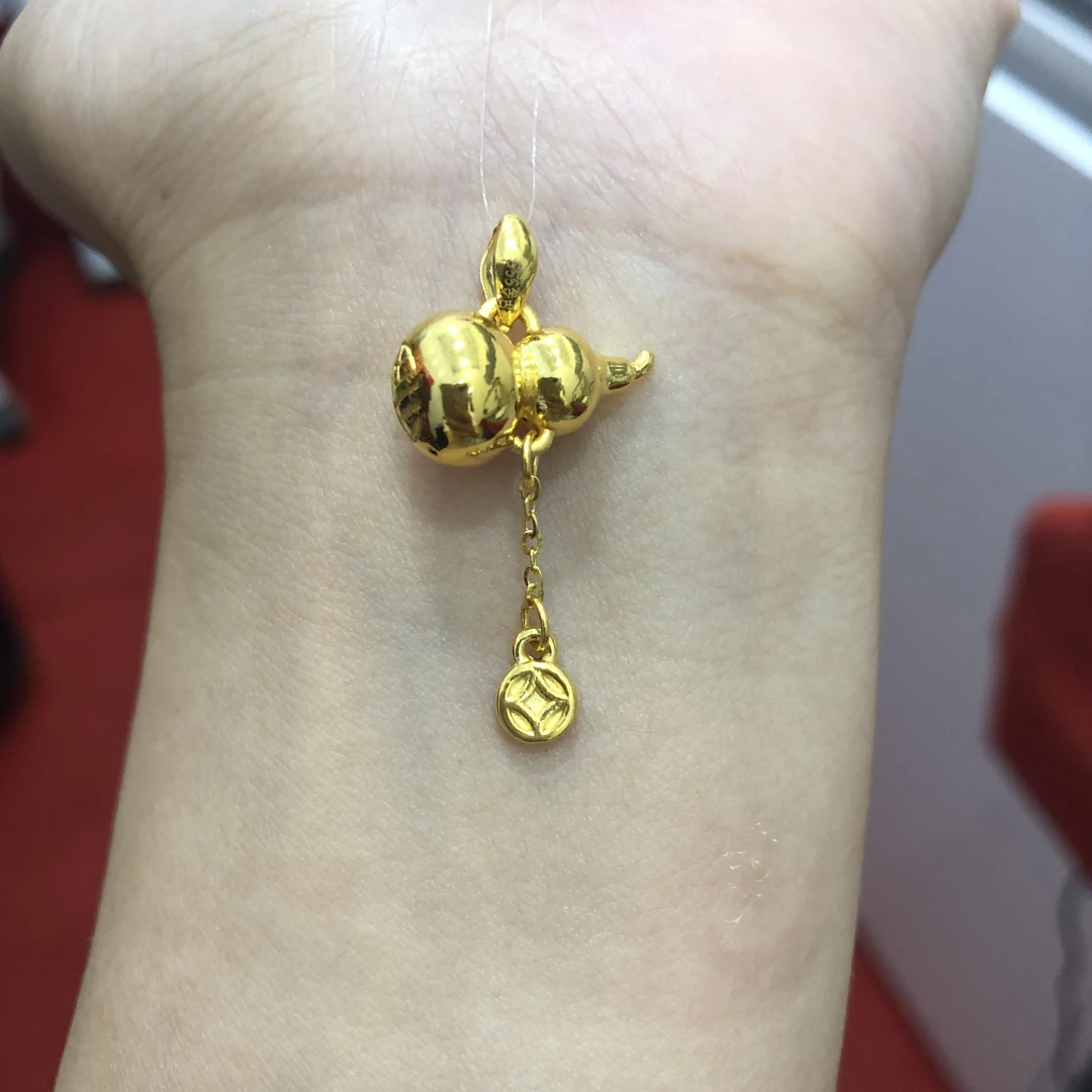足金亮面葫芦流苏吊坠