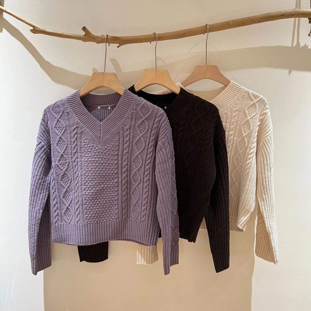 【俐32】成人时尚百搭休闲长袖针织套头毛衣