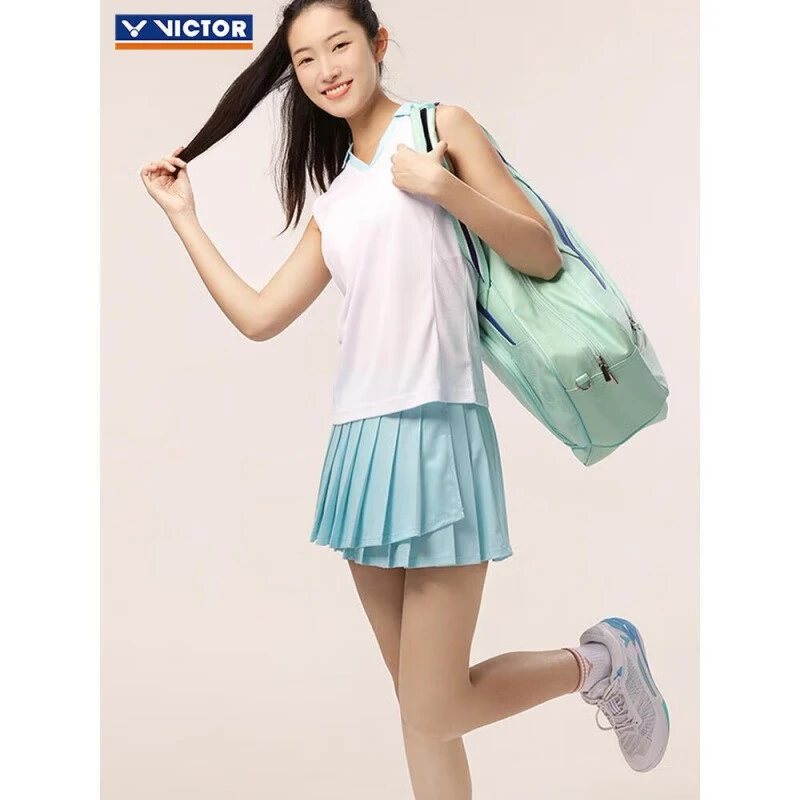 VICTOR/威克多胜利新款羽毛球服女针织亲肤运动无袖T恤短裙套装