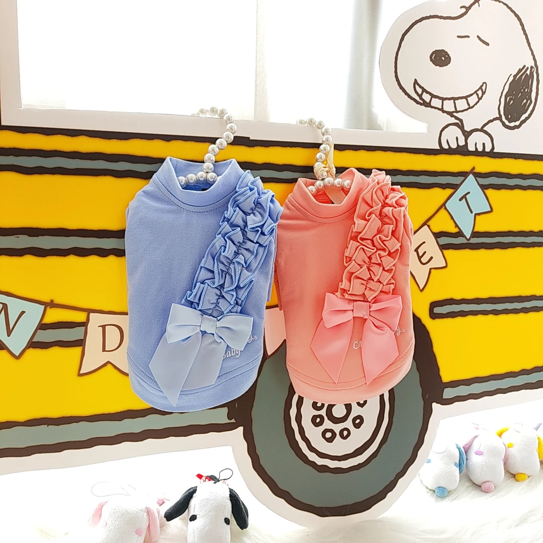 日系木耳边斜肩蝴蝶结长袖打底衫