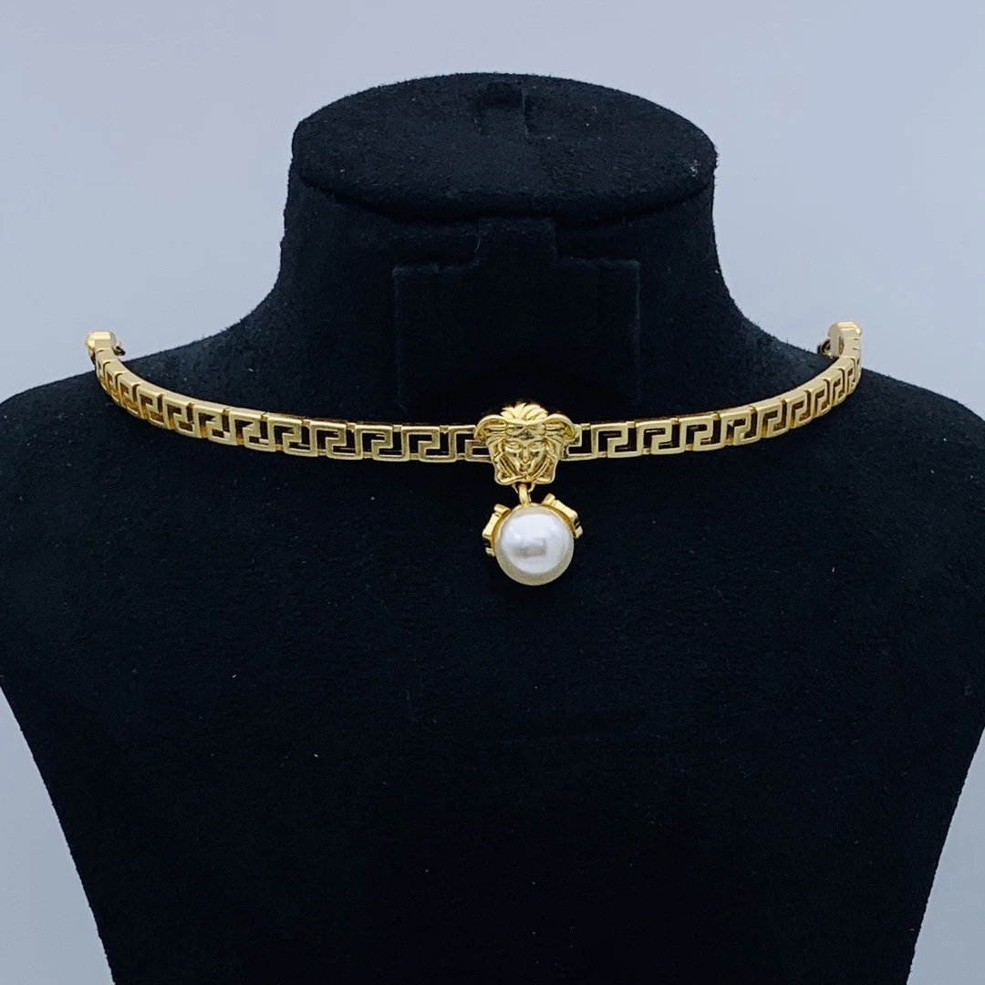 铜合金项链 范家项链/F家美杜莎人头吊坠珍珠高版本项圈