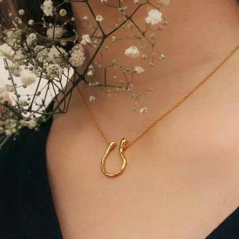 铜合金项链 ins网红savi同款u形仙女锁骨链镀necklaces欧美简约风