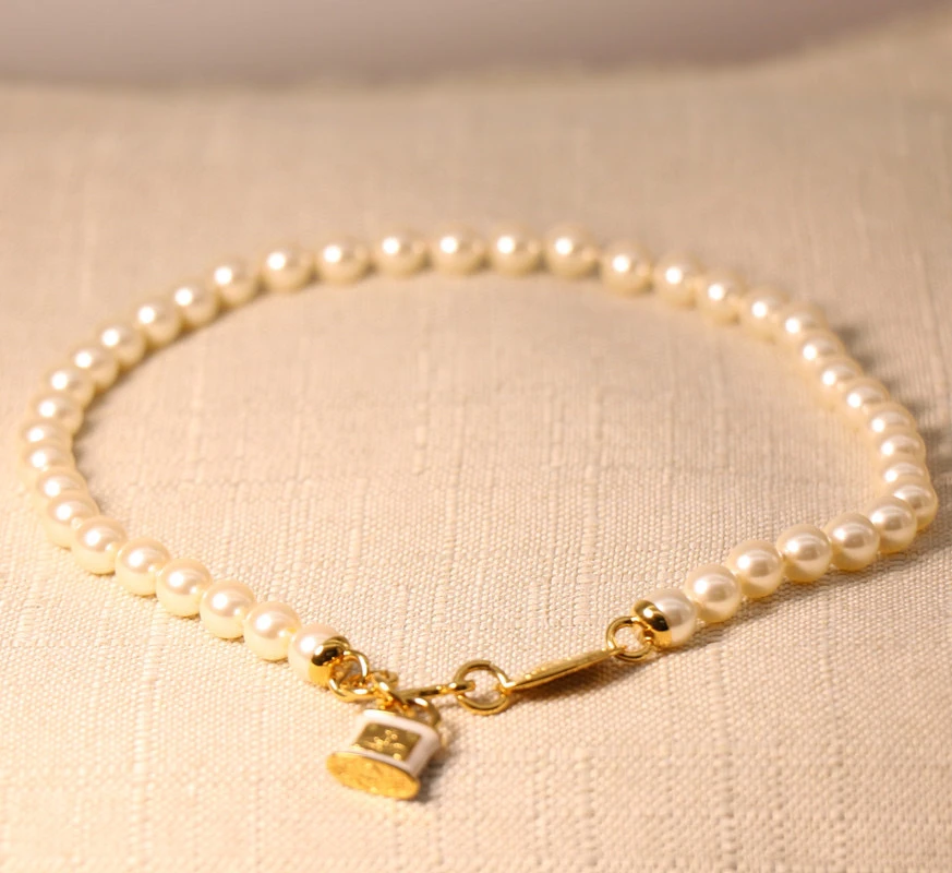 铜合金仿珍珠项链 西*后Vivi土行星宇宙施家珠铜锁锁骨链项链40cm