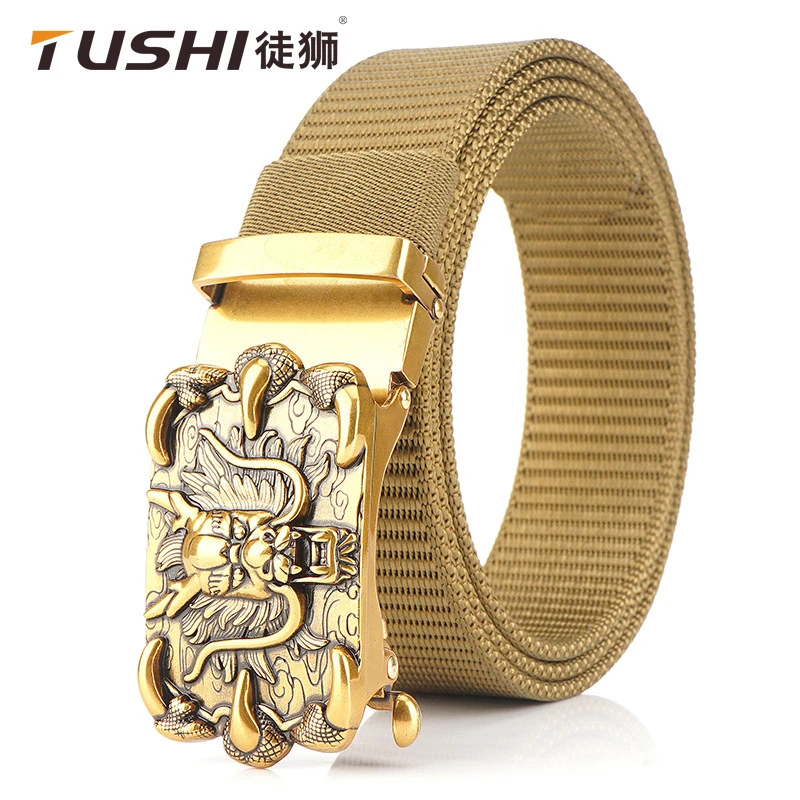 TUSHI/徒狮尼龙带扣男士帆布皮带青年学生韩版自动扣帆布腰带户外