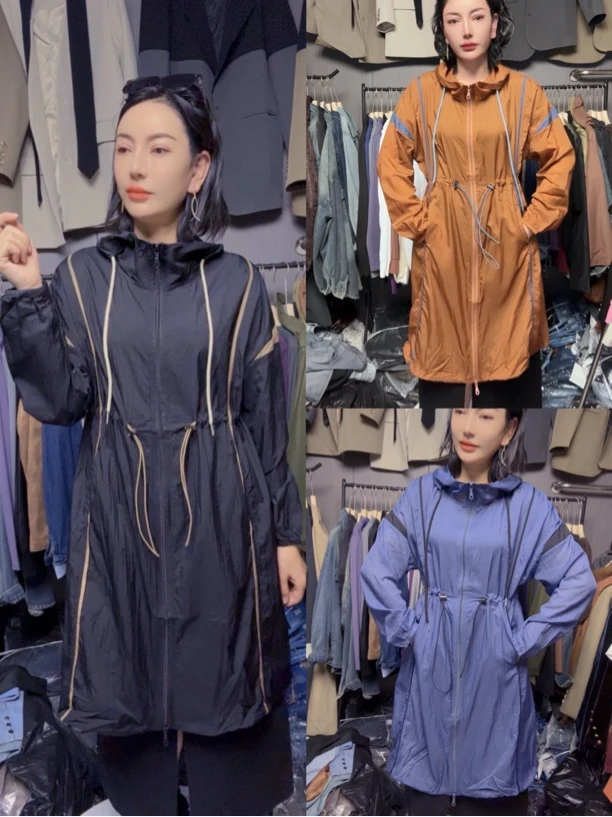 女装长款味道抽绳的防晒衣