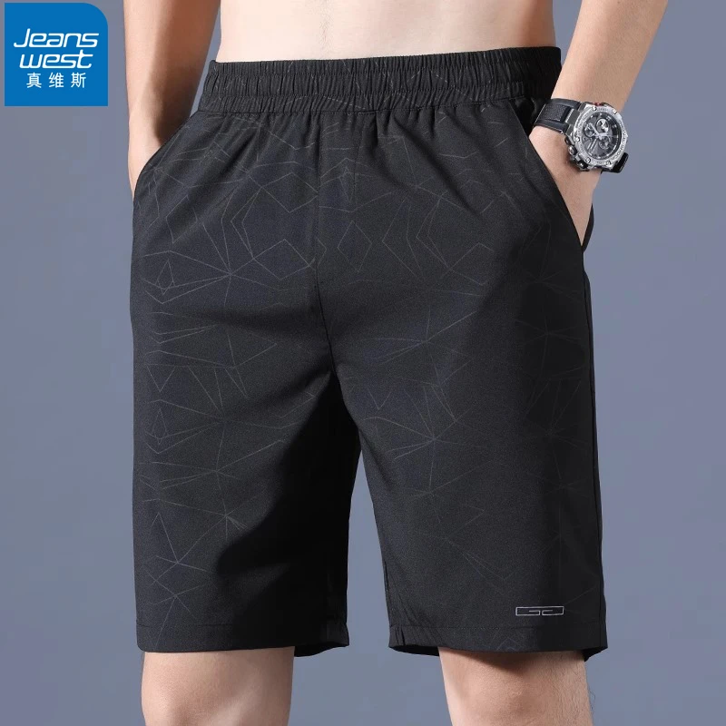 Jeanswest/真维斯冰丝短裤男生夏季薄款五分裤子男士2024新款宽松