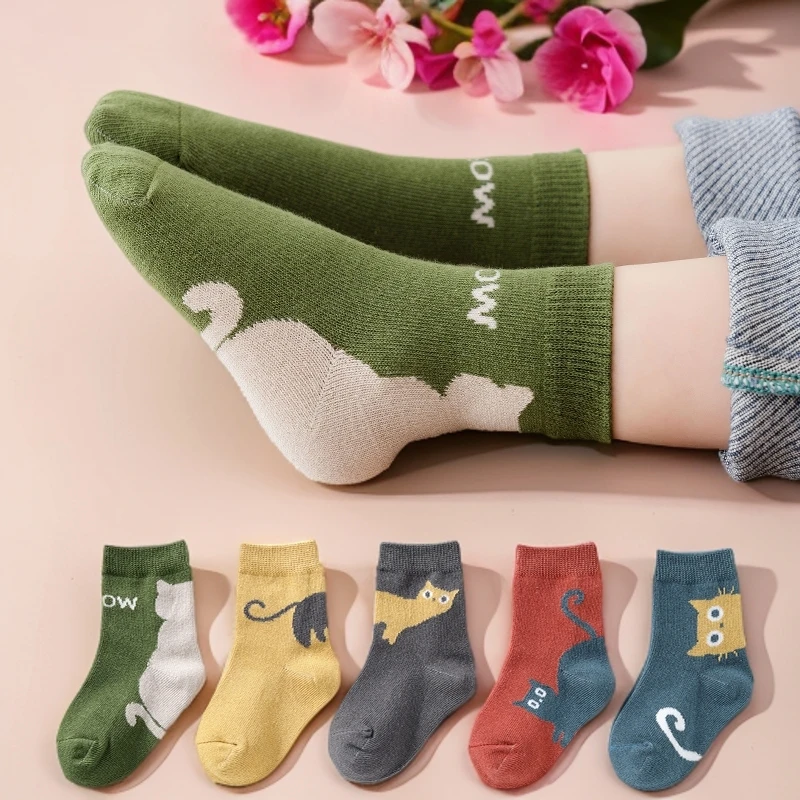 儿童袜子秋冬中筒袜女童1--3-5-9岁男童袜宝宝袜子中童保暖加厚袜