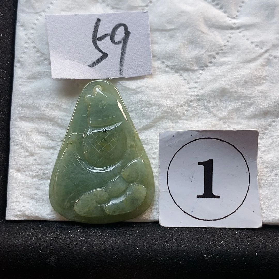 翡翠手链未镶嵌缅甸Ａ货翡翠玉荷花鱼