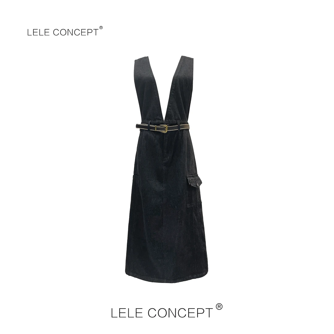 LELE CONCEPT | 时尚百搭潮流减龄工装牛仔连衣裙Q0402