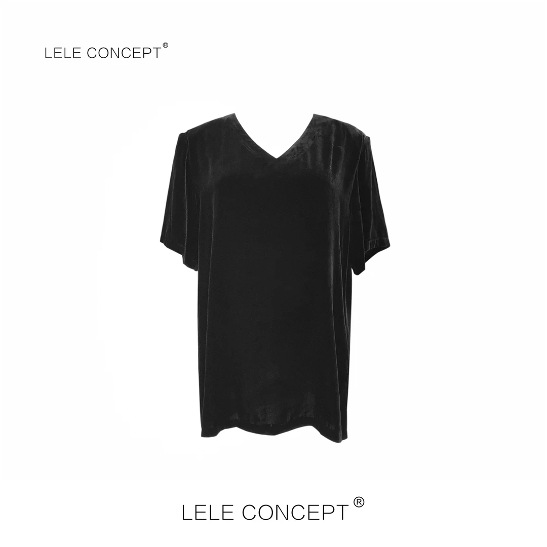 LELE CONCEPT｜时尚潮流气质垫肩丝绒上衣S0479