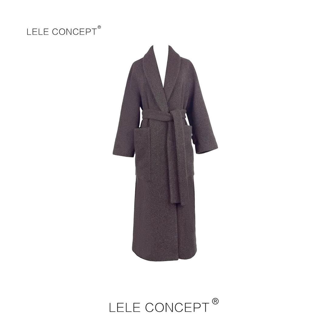 LELE CONCEPT｜大气高级感方兜斜纹腰带大衣保暖百搭时髦D0069