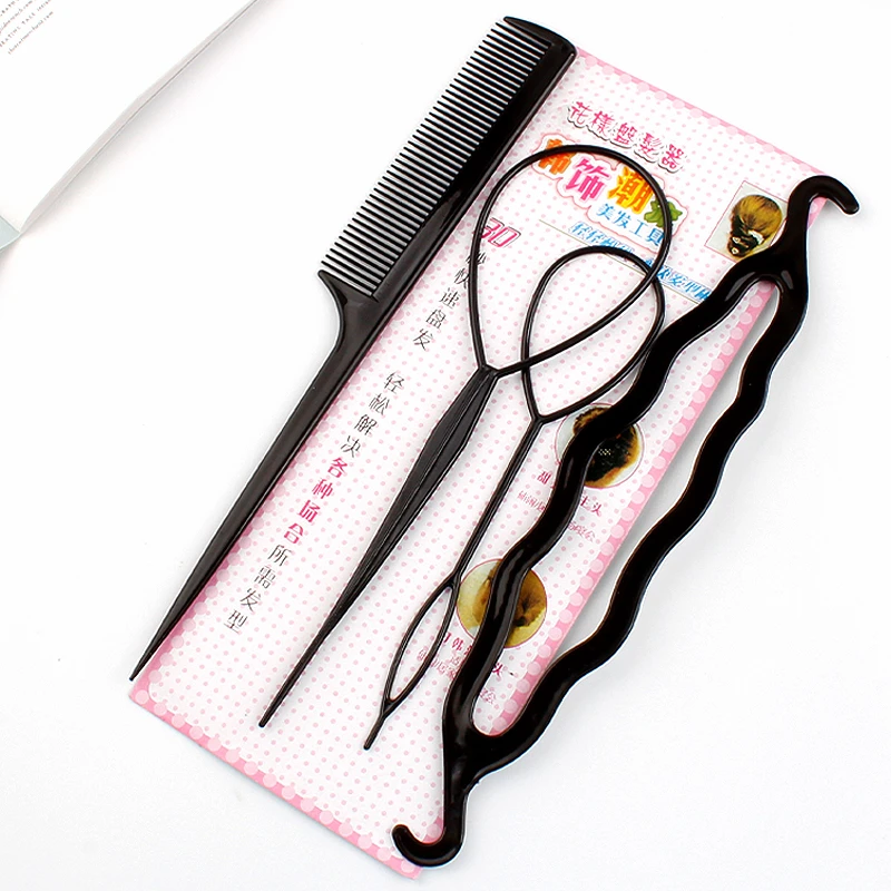 盘发神器扎头发穿发器拉发针百变懒人造型工具儿童头饰掏梳编头饰