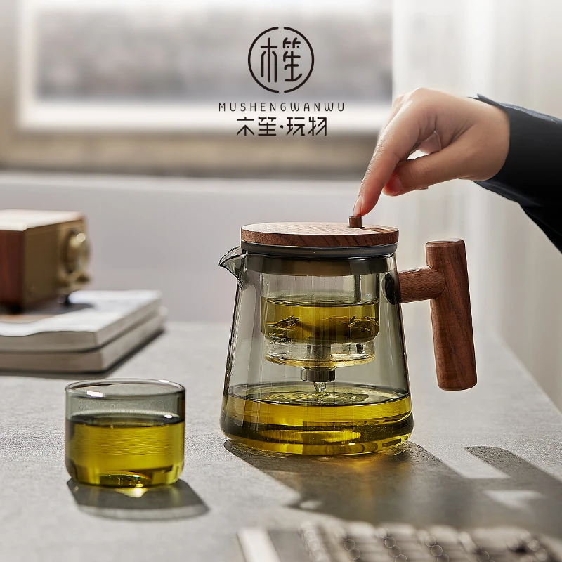 木笙玩物飘逸杯泡茶壶耐热玻璃内胆按压式过滤茶水分离冲茶器家用