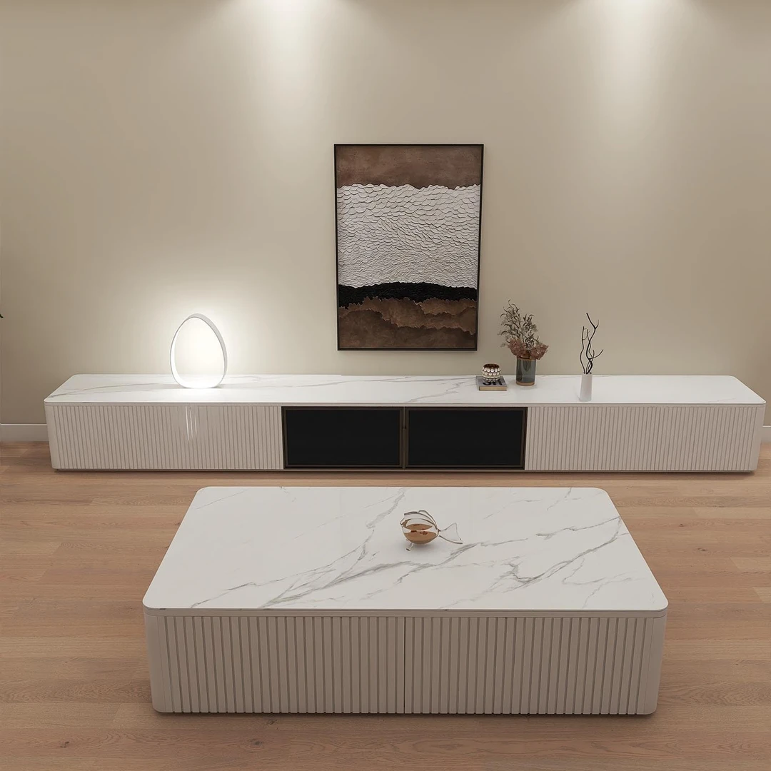 【回馈粉丝】【长虹玻璃门】家用简约电视柜茶几组合7037储物