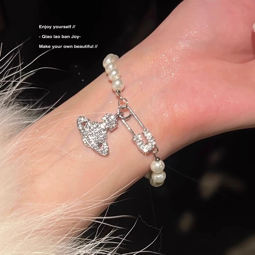 铜合金手链 珠珠手链女款小众精致高级感微镶锆石星球复古手饰