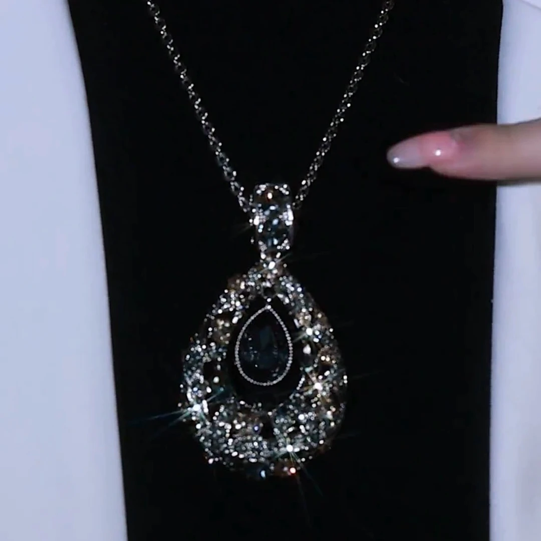 钛钢项链 余生有你水滴形毛衣链大气项链轻奢时尚百搭挂件配饰潮