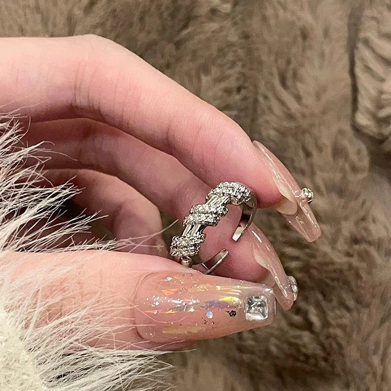铜合金戒指 气质百搭复古个性开口可调节锆石戒指指环食指戒配饰