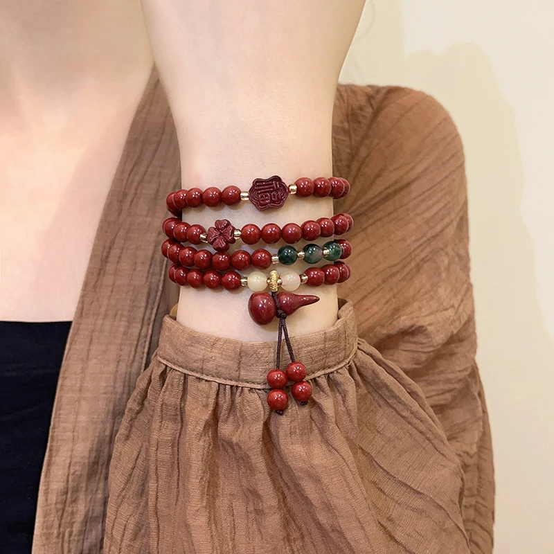 非金属珐琅手链 新中式多层手链女葫芦招财猫长手串小众精致手饰