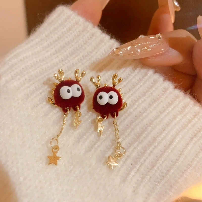 合金耳饰 新年红色生肖龙形耳钉女耳环2024年新款龙年本命年耳饰