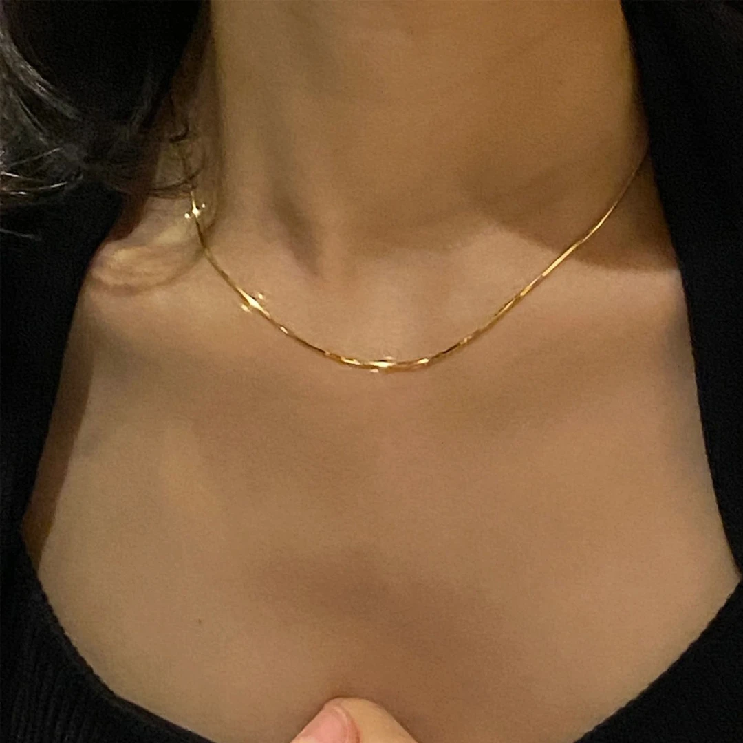 钛钢项链 素链蛇骨链女万能链可穿吊坠项链条链子钛钢裸链配饰潮