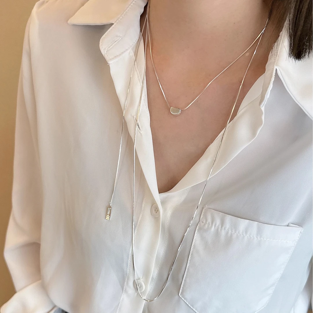 钛钢项链 超长相思豆蛇骨链气质高级小众设计感可调节项链毛衣链