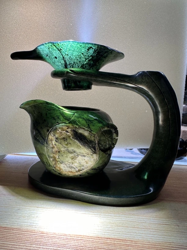 鸳鸯玉非遗手工树桩公道三件套