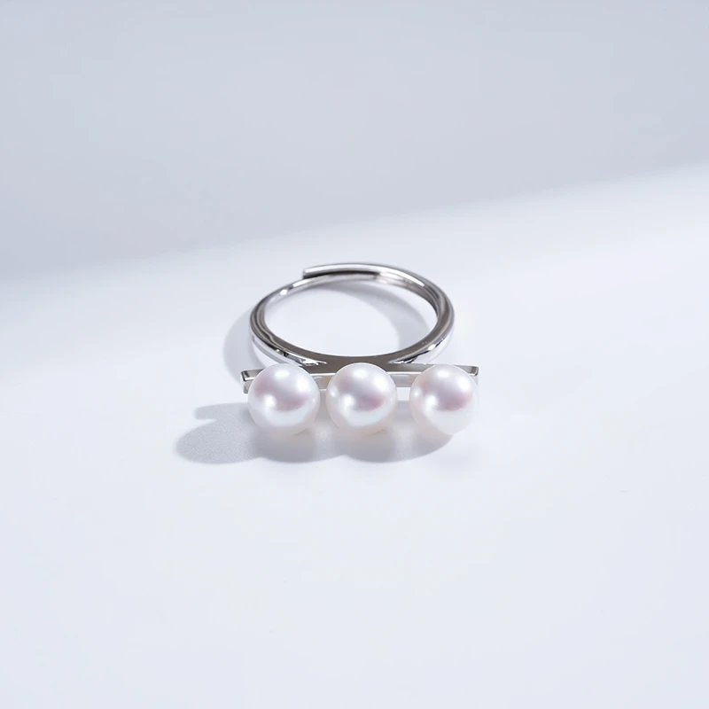 爱迪生珍珠S925银白色珍珠戒指7-8mmYZL