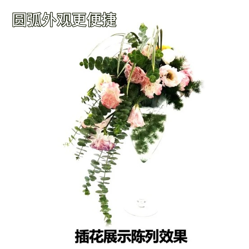 插花鲜花高脚杯花瓶+高温玻璃手工吹制简约风格造型典雅酒店居家