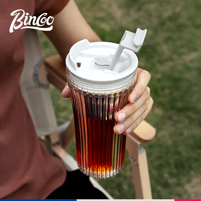 Bincoo折光随手咖啡杯夏天便携tritan塑料水杯新款2024高颜值杯子