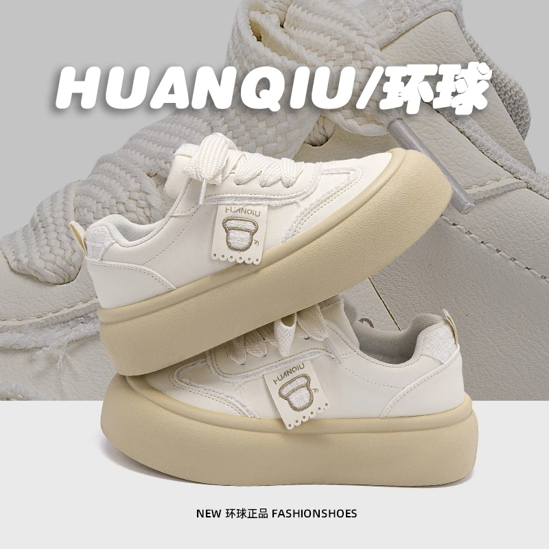 环球厚底板鞋女款2025夏季新款百搭ins潮小白鞋学生日系休闲鞋子