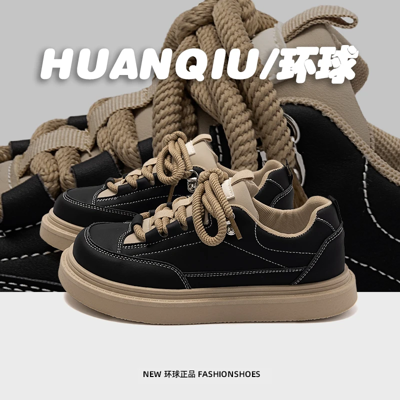 环球厚底板鞋女2025夏季新款学生显高轻便休闲鞋耐脏百搭运动鞋子