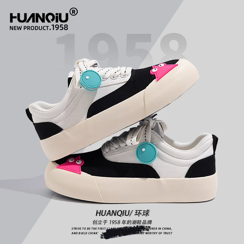 环球爆款帆布鞋女2023秋季新款ins潮百搭厚底轻便软底休闲小白鞋