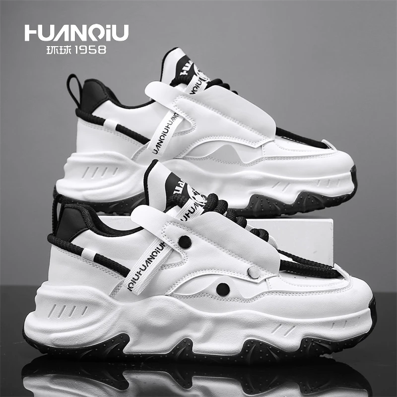 环球男鞋2025春季新款百搭时尚老爹鞋男潮流厚底耐磨轻便跑步鞋子
