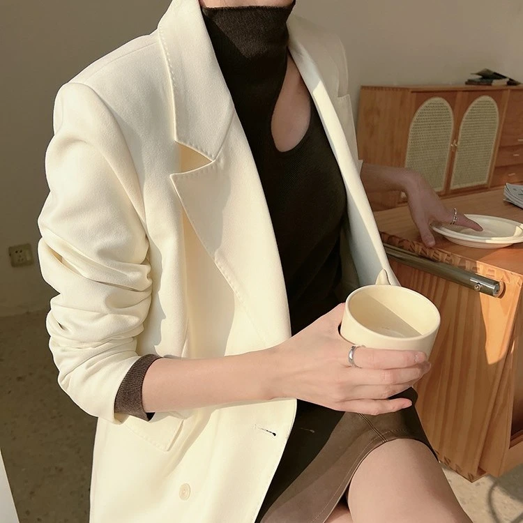 白色西装外套女春秋2024新款休闲宽松气质名媛高级感正装面试西服