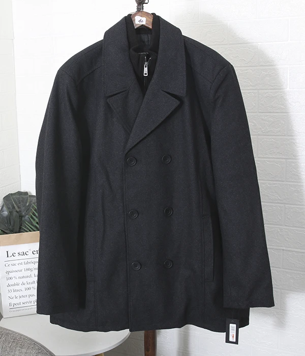 260-270斤秋冬男士宽松立领加棉保暖双层领毛呢加厚大衣外套6