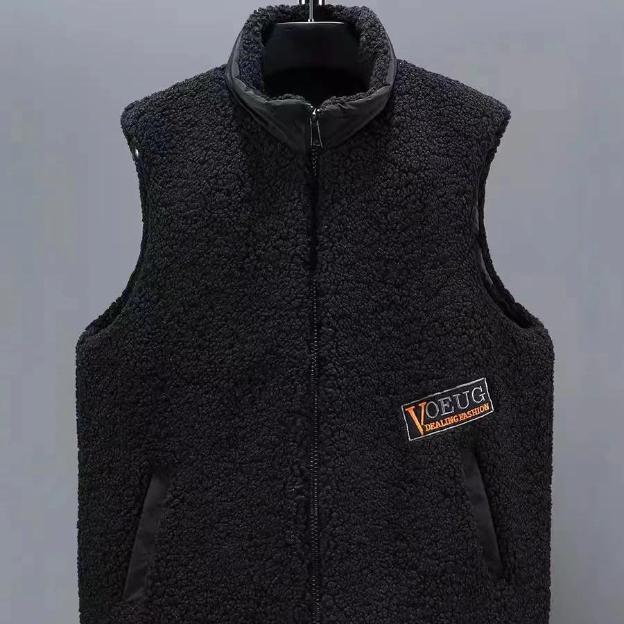 秋冬新款外贸胖子加肥加大码加绒加棉休闲立领纯色百搭马甲2