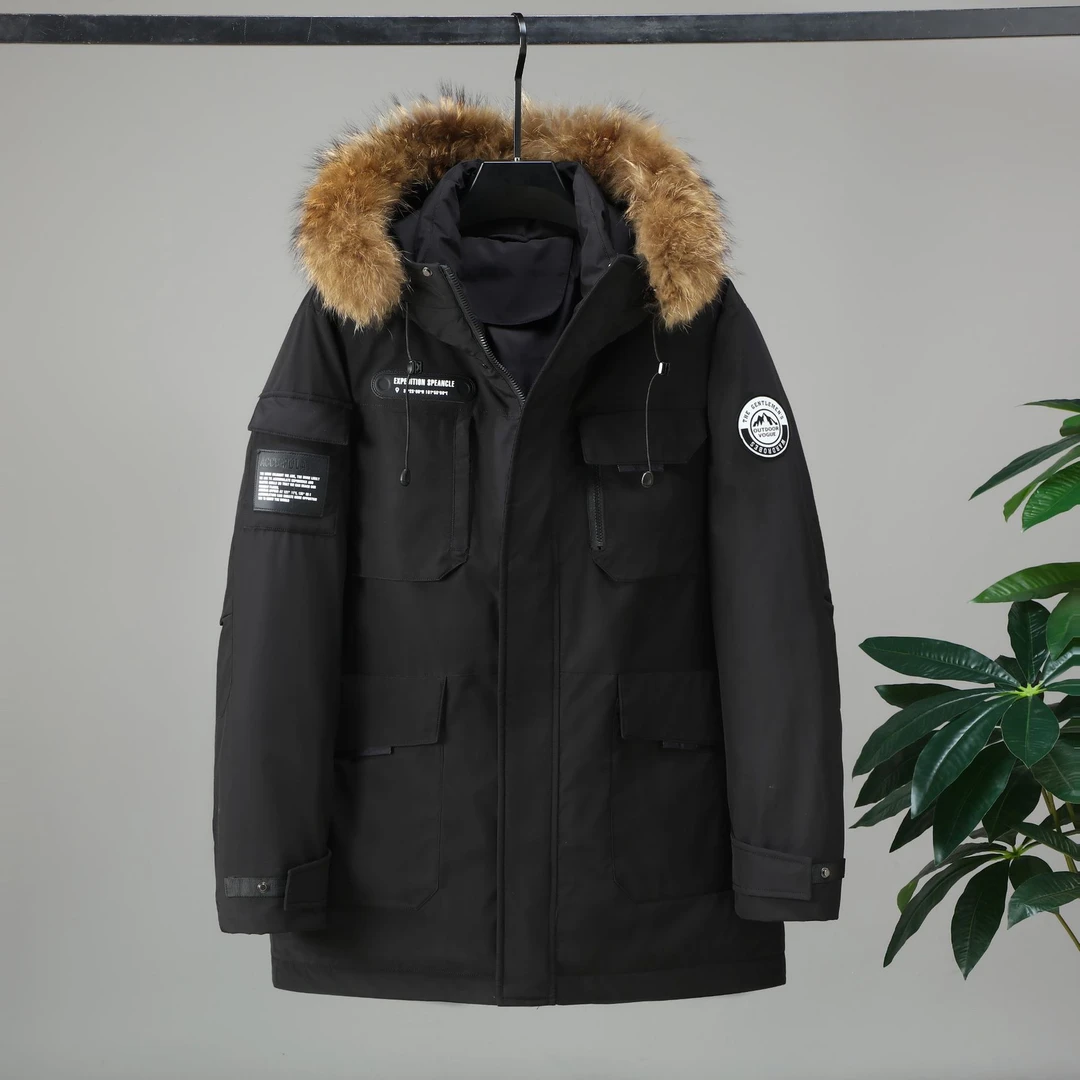 2024冬季外贸加厚男士加肥加大码宽松休闲连帽保暖羽绒棉衣B7