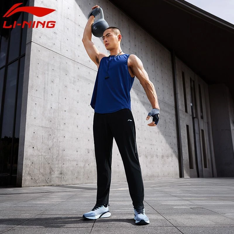 李宁速干凉爽运动裤男2024夏季新款冰感舒适直筒跑步训练健身长裤