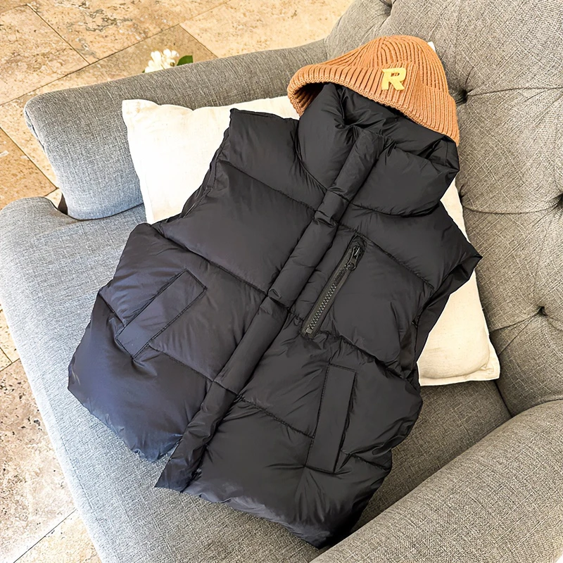 高端儿童羽绒马甲秋冬装男童马夹女童坎肩加厚宝宝背心短款保暖